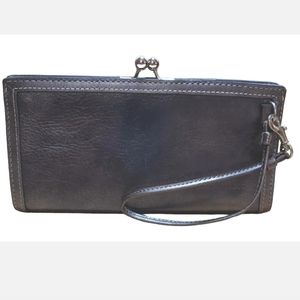 Wilson Leather Pelle Studio Taupe Clutch Convertible Wristlet Strap Vintage Y2k